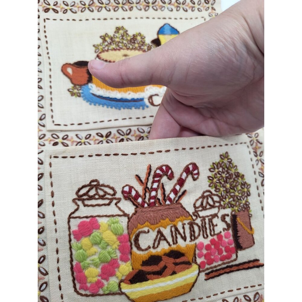 VTG Embroidered Needlecraft Cloth Recipe Card Holder Bucilla Cottage Country 70s - Picture 6 of 11